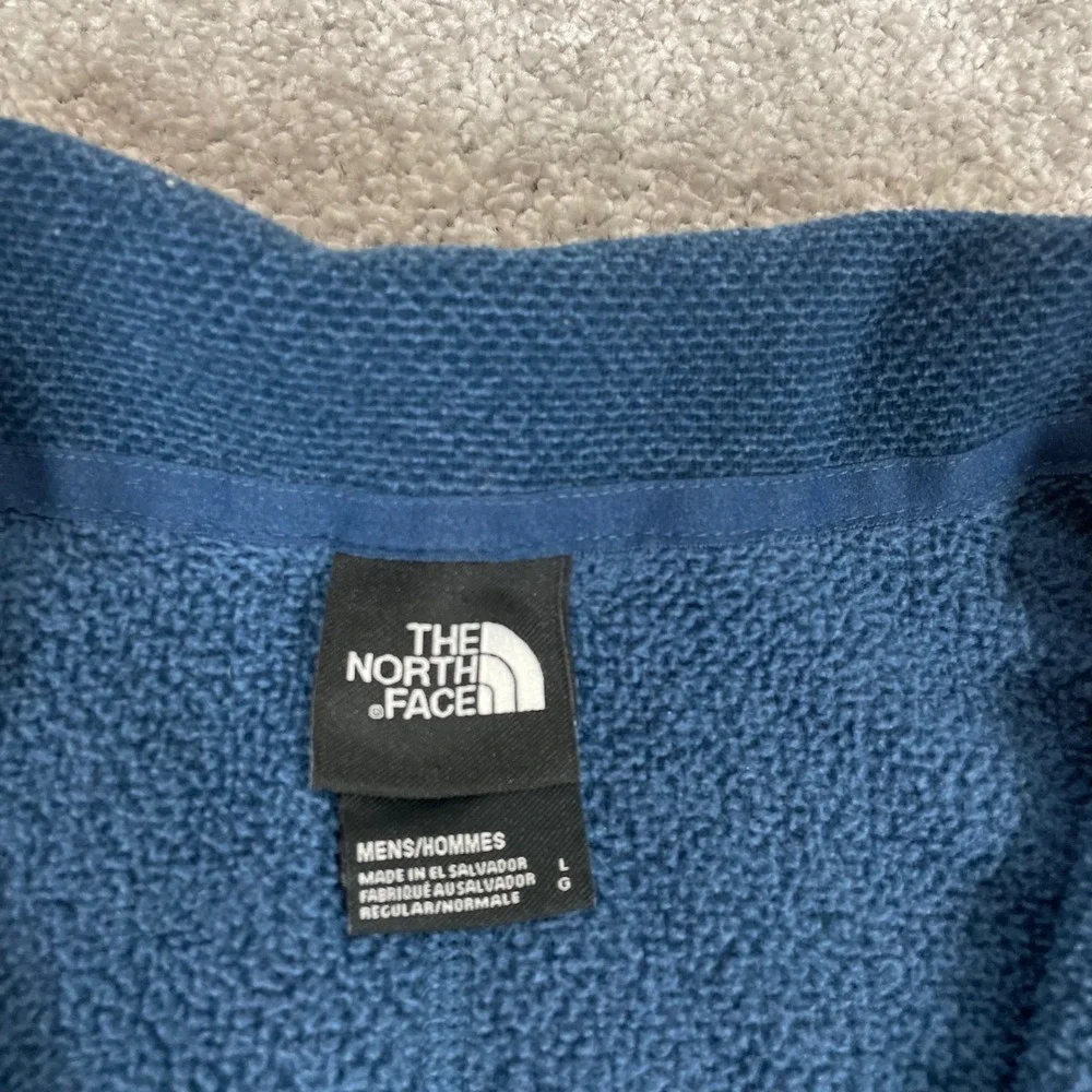 North Face 1/4 Zip Fleece Pullover Mens Large‎ Textured Cap Rock Sweater Blue